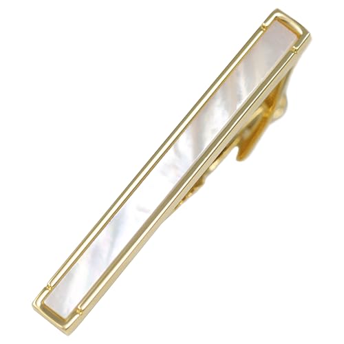 Gold Plated Mother Pearl Abalone Tie Clip In Box Father's Day Men Birthday Tie Bar Gift