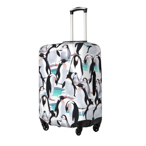 Watercolor Penguins Travel Luggage Cover Fits 18-32 Inch Luggage, Elastic Suitcase Cover Protector with Concealed Zipper for Wheeled Suitcase Tsa Approved2