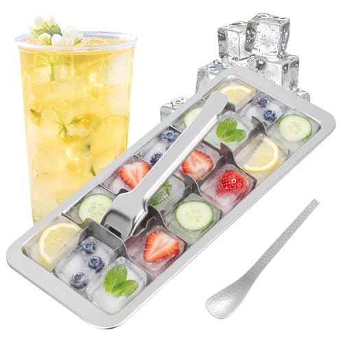Bandeja de cubitos de hielo de acero inoxidable con paleta miniatura 1