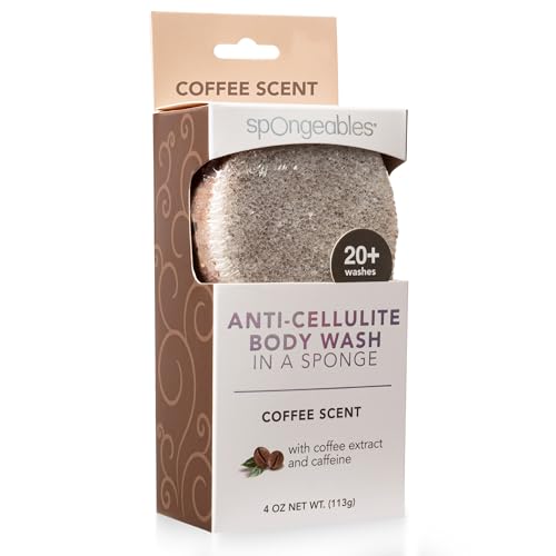 Spongeables Anti Cellulite Body Wash in a 20+ Wash Sponge, Coffee, 1 Count