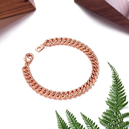 Rose Gold Chain Bracelet for Man Jewelry Also for Women 7mm 21CM Fashion Jewelry Birthday - Image 5