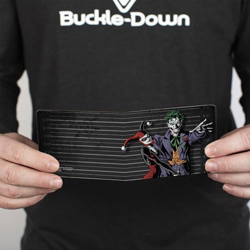 Buckle-Down Men's DC Comics Wallet, Bifold, Harley Quinn Hugging Joker Pose Lineup Grays, Vegan Leather, Multicolor, Standard Size4