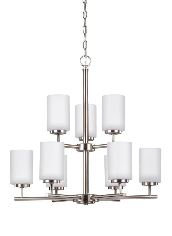 Sea Gull Lighting 31162-962 Oslo Nine-Light Chandelier Hanging Modern Fixture, Brushed Nickel Finish