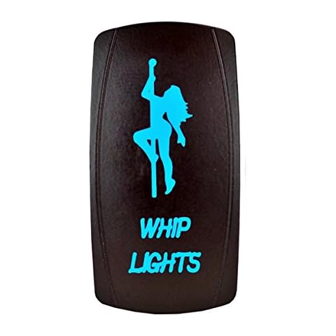STVMotorsports Laser Backlit Blue Rocker Switch Girl Whip Lights 20A 12V On/Off LED Lights Cover