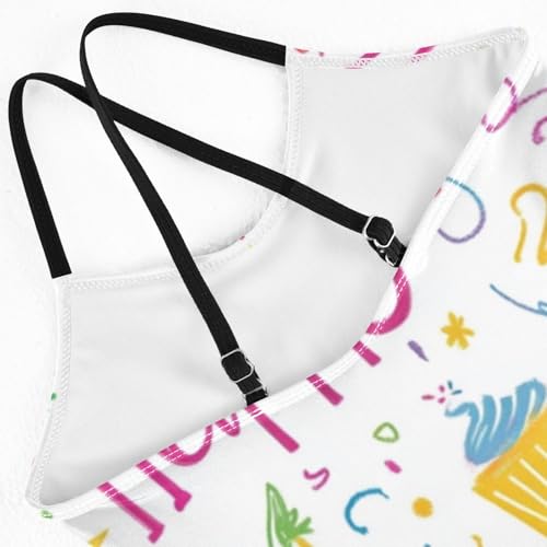 susiyo Pattern Happy Birthday Girls One Piece Swimsuits Quick Dry Swimwear Bathing Suit for Beach 3-10 T, 3 Years Old4
