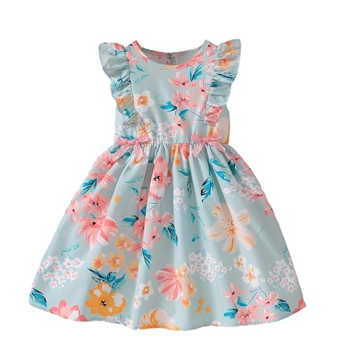 Robe d'été fleurie pour fille ample et légère à manches bouffantes