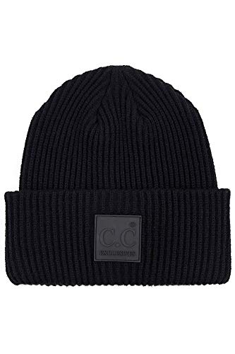 ScarvesMe Unisex Solid Ribbed Knit Beanie Skull Cap with Rubber Patch