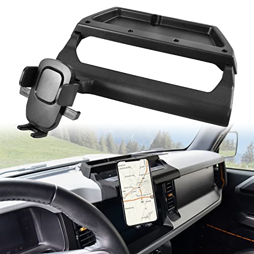 KEWISAUTO Dashboard Phone Holder for Bronco 2021-2023, Adjustable Center Console Dash Storage Tray Cell Phone Mount Automobile Cradles Applicable to Ford Bronco 2021 2022 2023 2/4 Doors Accessories