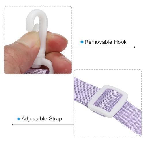 Image of PATIKIL 125cm x 2cm Replacement Shoulder Strap, 5 Pack Adjustable Swivel Clips Hook Buckle Slide Crossbody Bag Belt for Water Bottle Carrier Sling Bag, Purple