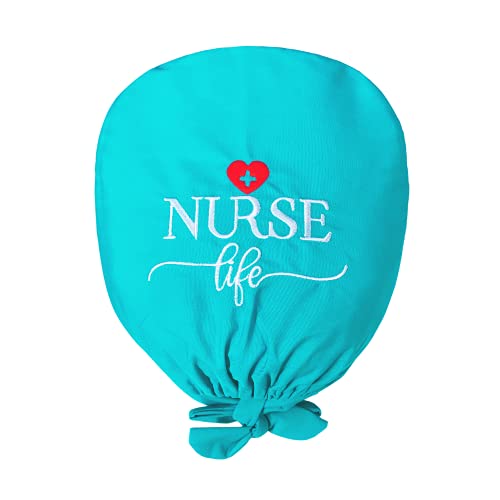 GOTUCOVERED â€œNurse-Lifeâ€ Scrub Cap â€“ Poly-Cotton Surgical Cap/Scrub Hats, Adjustable Head Coverings for Medical, Dental Teal