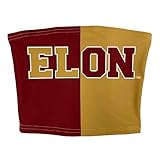 Lojobands Women's Tailgate Outfit College Two Tone Color Block Tube Top (Elon Phoenix - Maroon &...
