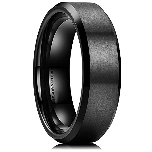 Bague fiançailles tungstène noir homme anneau confortable anti-rayures