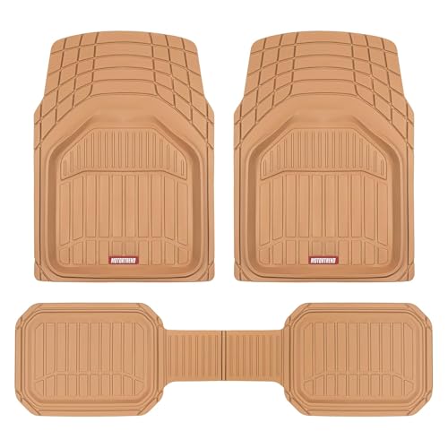 Image of Motor Trend 943-BG FlexTough Defender Car Floor Mats -Next Generation Deep Dish Heavy Duty Contour Liners for Car SUV Truck & Van-All Weather Protection, Trim to Fit Most Vehicles Beige