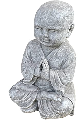 stoneandstyle Steinfigur betender Shaolin Mönch frostfest Steinguss ca. 18,3 kg
