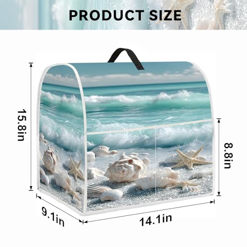 Image of Kitchen Dust Cover Compatible with 4.5 5 6 8 quart Stand Mixer, Kitchen Appliance Protective Covers with Top Handle and Pocket (Ocean Shell Beach, For All 6-8 qt Mixer)