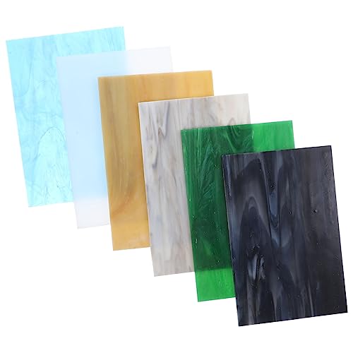Housoutil Glass Mosaics Pieces Colored Mica Flakes Stained Glass Sheets Mosaic Tiles for Crafts DIY Bulk Pack