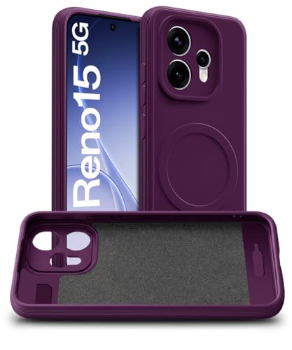 Image of WOW IMAGINE Back Case Cover for Oppo Reno 15 5G | Soft Matte Silicone MagSafe Design (MagSafe Not Supported) | Slim Fit & Shockproof | Camera Protection Bumper Cover (Purple)
