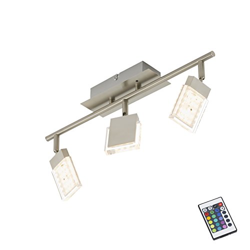 Preisvergleich Produktbild Briloner Leuchten, LED Deckenstrahler, Farbsteuerung / Farbwechsel mit Fernbedienung, dimmbar, Deckenleuchte, Deckenlampe, Spots, LED Strahler, Wohnzimmerlampe, Deckenspot, Lampe Kinderzimmer, Deckenbeleuchtung, Deckenlampe Wohnzimmer-Kinderzimmer-Schlafzimmer, schwenkbar