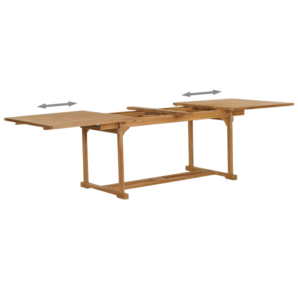 Set di mobili da giardino in teak massiccio, espandibile 180-280 cm, per terrazza, balcone, sedie pieghevoli, set di mobili da esterno