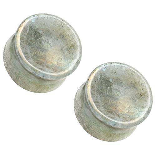 Labradorite blanche naturelle double évasée pour stabiliser vos lobes étirés Pierced Owl