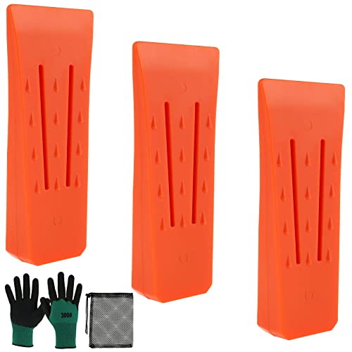 MAALR 3PCS Talling Cuaradas Reutilizables Madanías de plástico Cadaciones de corte Resistente Corte Suministros de registro Accesorios de motosierras de seguridad con guantes y malla Mesh Bag(Naranja)
