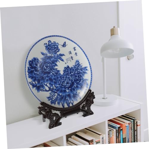 Plato Decorativo de Cerámica Oriental UKCOCO con Soporte Elegante 7