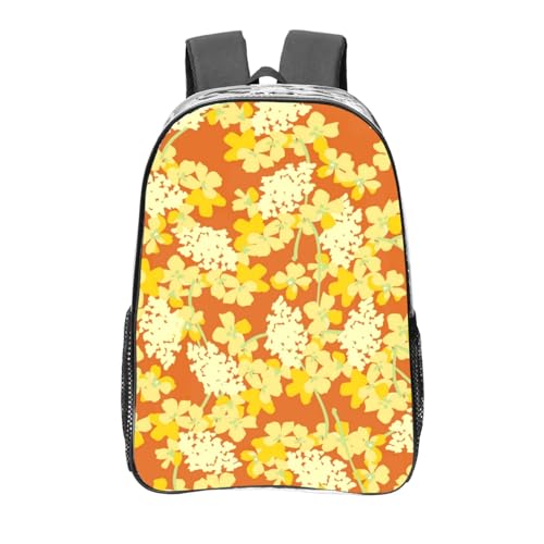 YXDVPALNE Flores de color naranja,Mochila informal de 16 pulgadas, transparente, resistente al agua, para la escuela