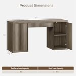 SICOTAS 61" Large Office Computer Desk with Storage Modern Home Office Desks with Drawer & Doors Fluted Desks Executive Desk Wooden Writing Table Vanity Table for Living Room Bedroom, Grey Alder - Image 2