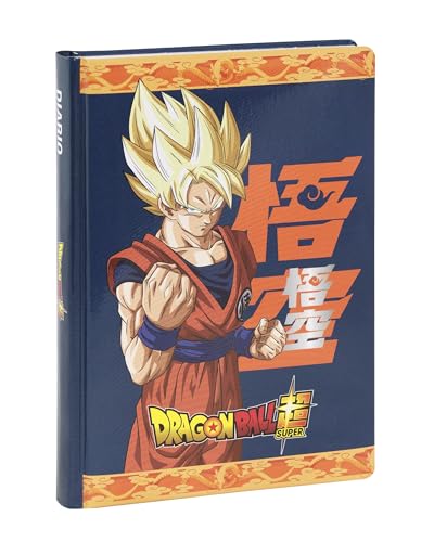 DRAGON BALL SUPER - Diario Scuola Ufficiale Dragon Ball, Diario 12 Mesi Ideale per la Scuola Elementare, con Copertina Imbottita e 320 Pagine Interne Stampate a Colori, 13 x 17,8H cm, Blu