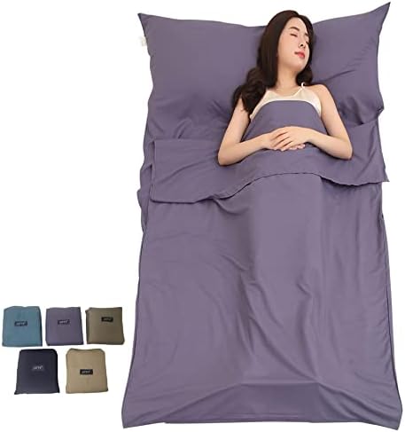JITTY Sleeping Bag Liner Travel Sheet for Business Camping Backpacking Hiking Mountain Climbing Home Hostels Train 83"x45"(Grey Blue)
