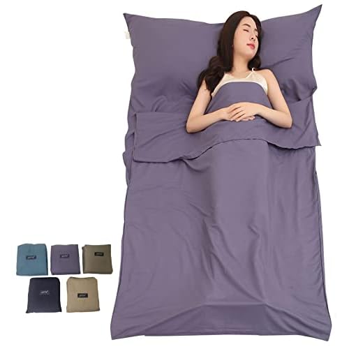 JITTY Sac de Couchage,Draps de Sac de Couchage,Drap de Voyage pour Affaires, Camping,Randonnée,Escalade,Maison,Auberges,Train,Léger Portable Confortable 210 x 115 cm (Gris Bleu)