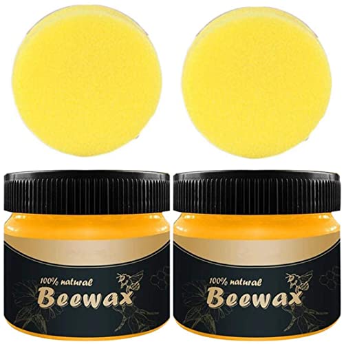 2 Pack Wood Seasoning Beewax,2022 Natural Traditional Beeswax Polish Wood Furniture Cleaner for Wood Doors, Tables, Chairs, Cabinets and Floors for Furniture to Beautify & Protect, Beewax Conditioner