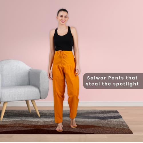 Image of Happy Bunny Salwar Pant - Modern Style Pure Cotton for Women - Ethnic Semi Patiala Trouser - Office,Home - All Day Comfort Wear with Drawstring