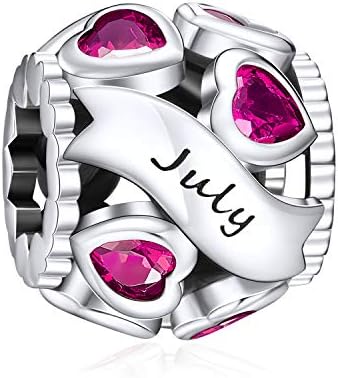 NINGAN Birthstone Charms for Bracelets-925 Sterling Silver Openwork Bead Charms, Love Heart Charms for Bracelets and Necklaces, Happy Birthday Gifts for Women Girls