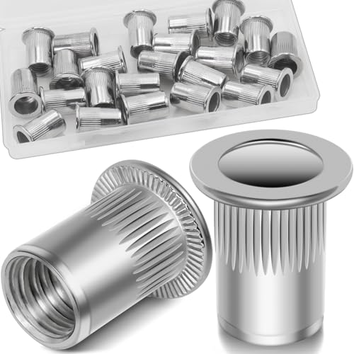Image of 21Pcs M10 Rivet Nuts, 304 Stainless Steel Flat Head Rivnut Threaded Insert Nutsert