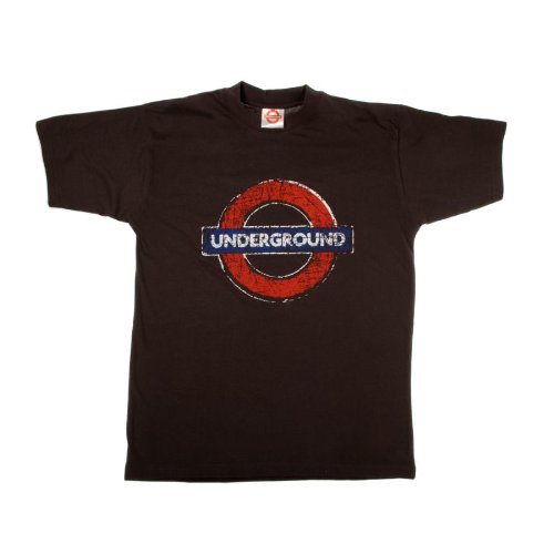 T Shirts Distressed Underground Roundel Printed, Black, Transport for London Souvenir Tees