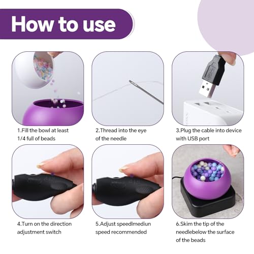 QLoztyse 2IN1 Adjustable Clay Bead Spinner - Electric Bead Spinner for Jewelry Making Seed Bracelet Necklaces Machine Beads Bowl with Beading Needles and Thread