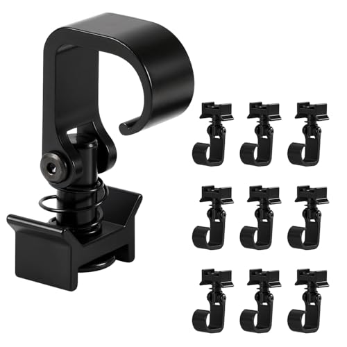 Fiqops Set di 10 binari per airline, capacità massima di carico 45 kg, nero anodizzato, gancio in alluminio per guida aerea, montaggio semplice per binari di ancoraggio, per furgoni, camion