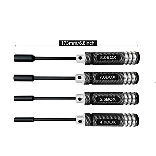 Ismosm 4Pcs Nut Driver Set Rc Tool Set Hex Nut Driver For Rc Vehicle Rc Helicopters Fpv Drones Cameras Appliances Repair 4Mm 5.5Mm 8Mm 7Mm Nut Driver (Black) #TOP4