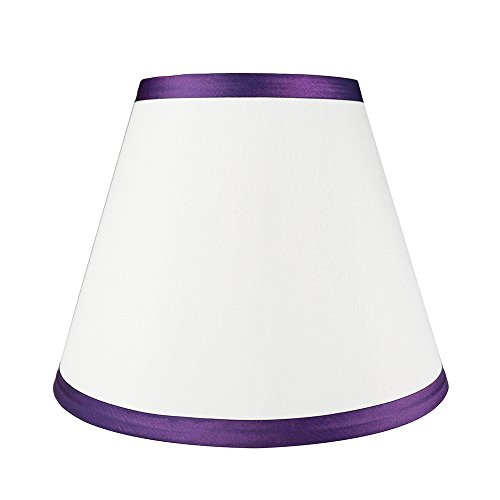 Urbanest Coolie Hardback Lampshade, Faux Silk, 5-Inch By 9-Inch By 7-Inch, Off White With Purple Trim, Spider Washer Fitter #TOP18