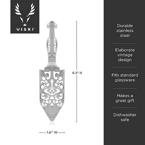 Viski Absinthe Spoon - Vintage Style Absinthe Dripper with Perforations - Dishwasher Safe Stainless Steel Set of 1