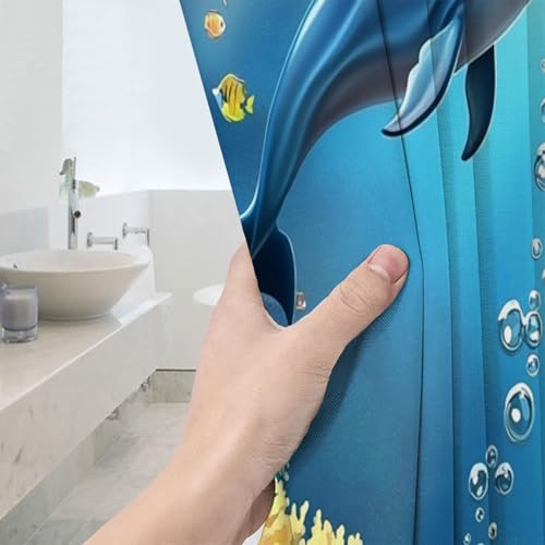 Rideau de douche dauphins imperméable lavable avec 12 crochets - 5