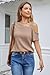 Dokotoo Womens Summer Off The Shoulder Tops for Women Waffle Knit Short Sleeve T-Shirts Casual Loose Elegant Cross Straps Lightweight Soft Solid Color Blouses Cute Trendy Fashion 2026 Khaki Large