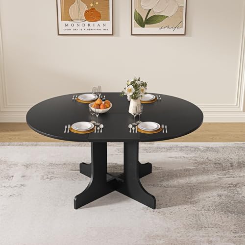 Round Extendable Dining Table for 4-6 Extendable Round Dining Tab...
