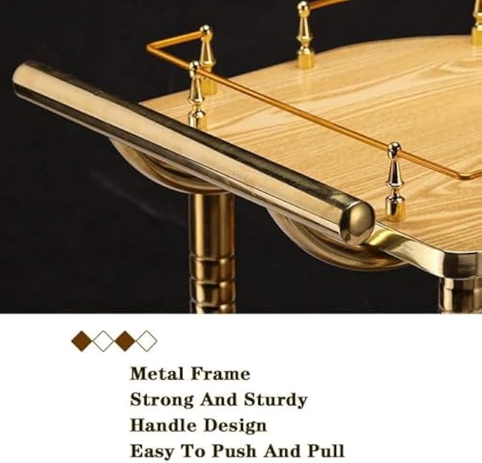 Mobile Kitchen Storage Cart with Wine Rack 3 Tier Utility Trolley for Drinks Catering and nization Rolling Cart on Wheels (77 * 40 * 82cm)-SParwaSm