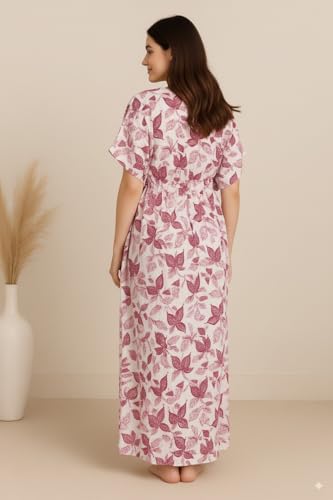 Image of Bahumaan Pure Cotton Kaftan Nighty for Women | Kaftan Maxi for Women | Kaftan Night Gowns for Women | Cotton Nighty for Women Stylish |