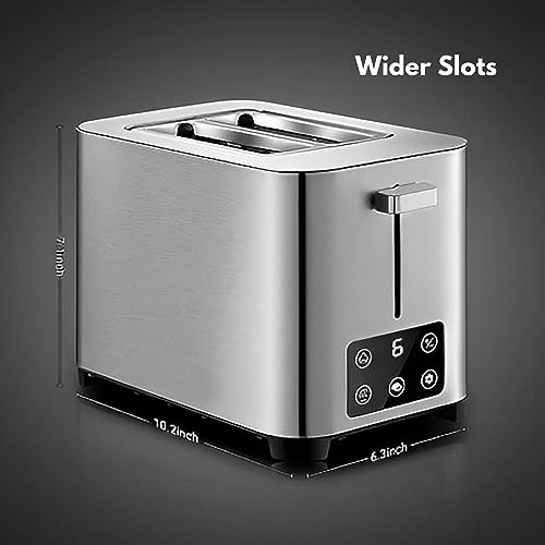 Bread Toaster 2 Slice - Touchscreen Stainless Steel Toaster 2 Slice w/ 6 Settings - Touch Screen Toaster Oven w/LED Display - Tostadora de Pan - Digital Toaster w/ 2 Slice Toaster for Bagels & Breads - Thumbnail 2