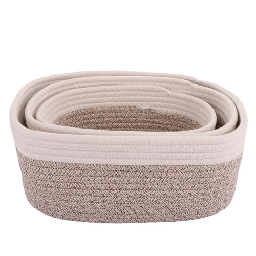MEIDIV Set of 3 Woven Cotton Rope Baskets, Bathroom Storage, Toy Basket, Woven Shelf Bin, Decorative Baskets for Shelves, Closet - Cosy Home Interiors MEIDIV Set of 3 Woven Cotton Rope Baskets, Bathroom Storage, Toy Basket, Woven Shelf Bin, Decorative Baskets for Shelves, Closet - Image 3