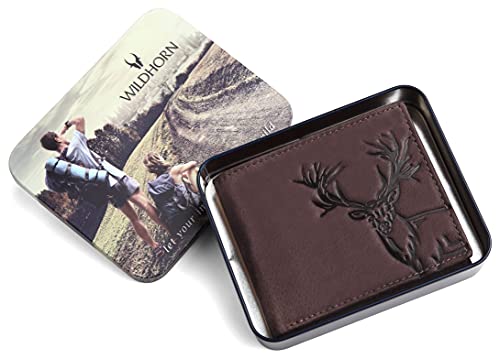 WildHorn� Antlers Hunter Leather Wallet for Men, Dark Brown, Classic2