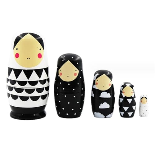 Electricidad, Watch Zoxjixc 5 * matrioska Rusa Muñecas de anidación Rusa Matryoshka apilando muñecas muñecas Rusas en Blanco y Negro Juego de muñecas Rusas para niños 5...